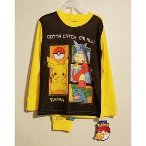 Pokemon Boys Pajamas NWT Size 6/7 Gotta Catch 'Em All Long Sleeve Pikachu